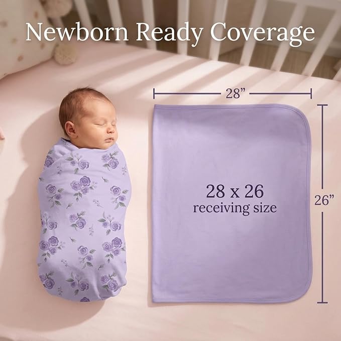 EVERYDAY KIDS 4 Pack of Soft Flannel Receiving Baby Blanket Set - Image 6