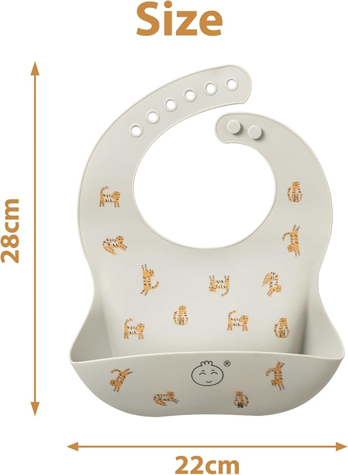 Little Dimsum Silicone Baby Feeding Bibs Easily Adjustable and Wipe Clean Soft - Image 5