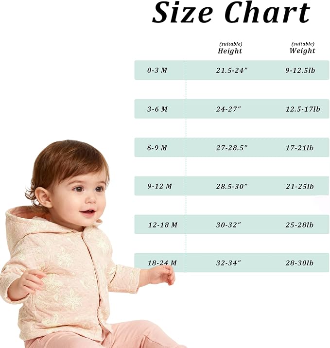 Baby Girl Jacket 0-12M, 100% Cotton Lightweight Comfortable Infant Jacket - Image 5