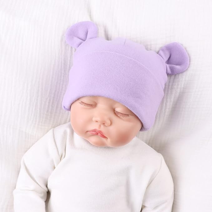 Pesaat Newborn Hospital Hat 0-12Months Preemie Boys Girls Beanie Solid Infant - Image 5