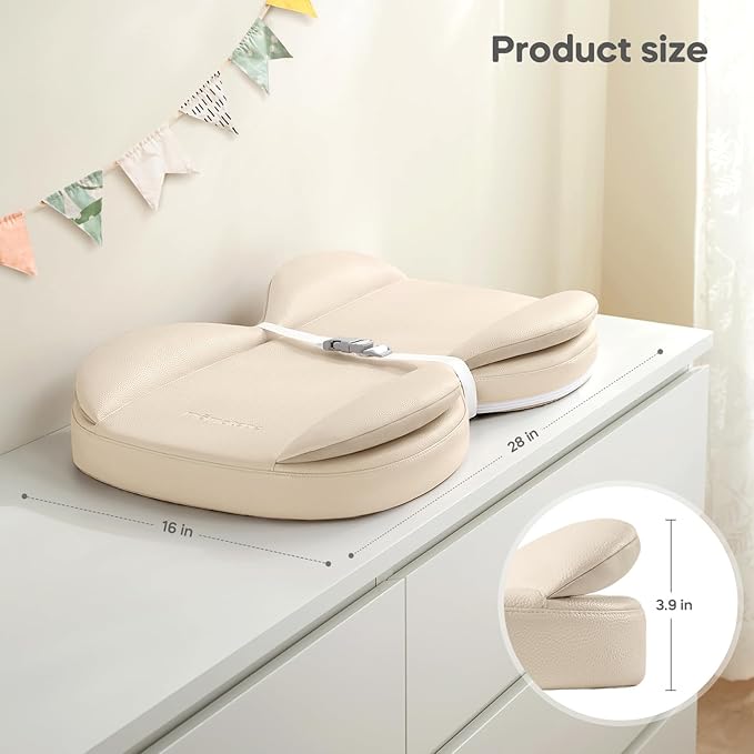 Mamatepe Leather Baby Changing Pad with Waterproof & Wipe-Clean for Dresser and Table, Lightweight and Portable - Memory Foam Cushion for Comfort, 28X16