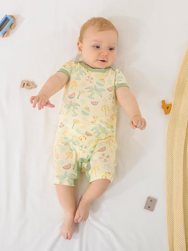 GUISBY Baby Rayon Romper Pajamas, 0-24M | Silky Soft Feel，Snap Closure，Footless - Image 5