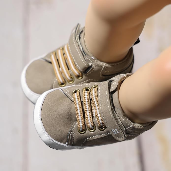 Meckior Toddler Baby Boys Girls High Tops Ankle Sneakers Soft Anti-Slip Sole PU - Image 3