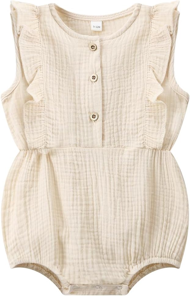 Baby Girl Bubble Romper Muslin Cotton Newborn Summer Clothes, 0-18M | Baby by WATOCHE