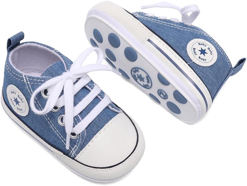 Unisex Baby Girls Boys Canvas High-top Shoes, Newborn Infant Anti-Slip Soft - Image 6