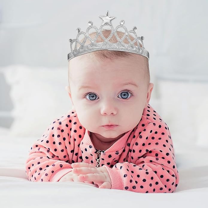 Beaupretty 2PCS Baby Girls Crystal Crown Tiara Hair Belt Headband Soft Headwrap - Image 6