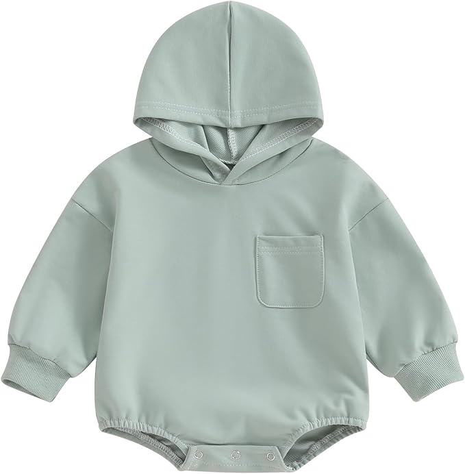 Thorn Tree Newborn Baby Boys Hooded Sweatshirt Long Sleeve Solid Romper Infant by ThornTree