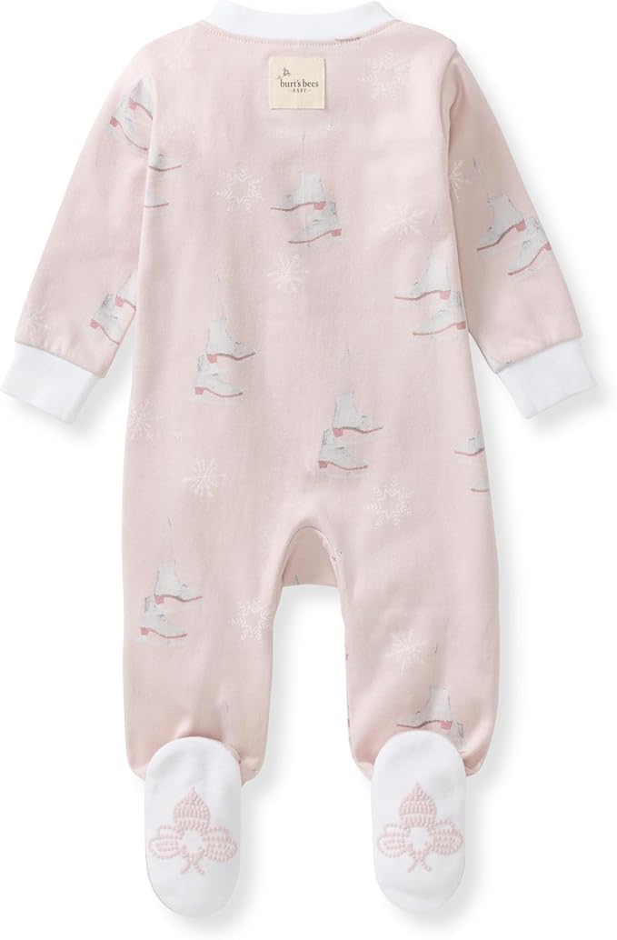 Burt's Bees Baby Girls' Organic Cotton, Sleep and Play Footed Pajamas | Easy - Image 2