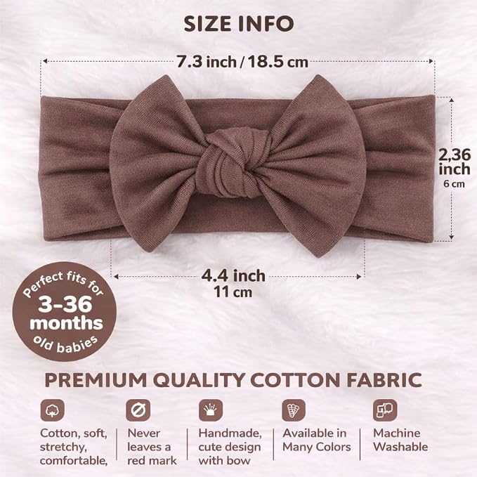 Baby Girl Headbands-Infant, Toddler Cotton Handmade Hairbands - Image 4