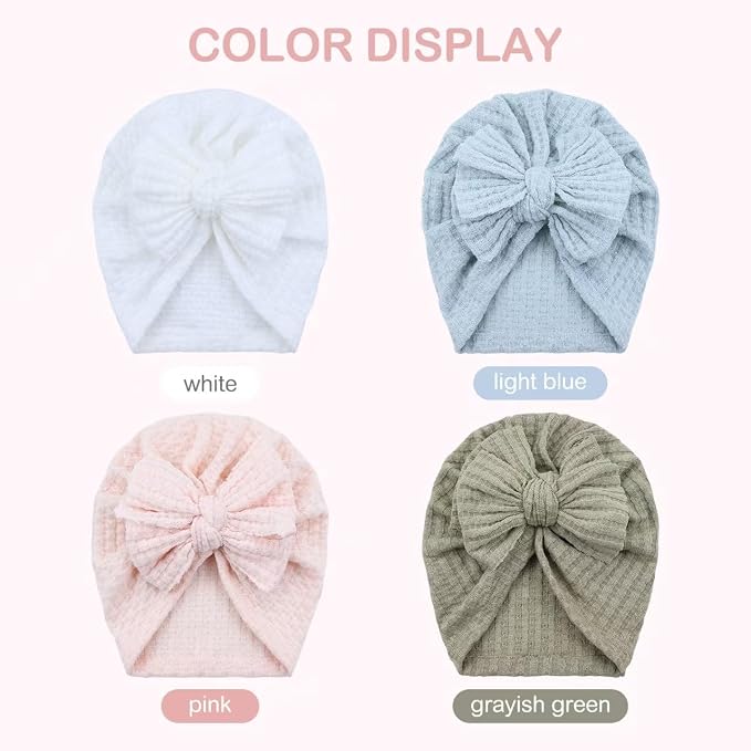 Cinaci 4 Pieces Baby Girls Turban Hats - Image 4