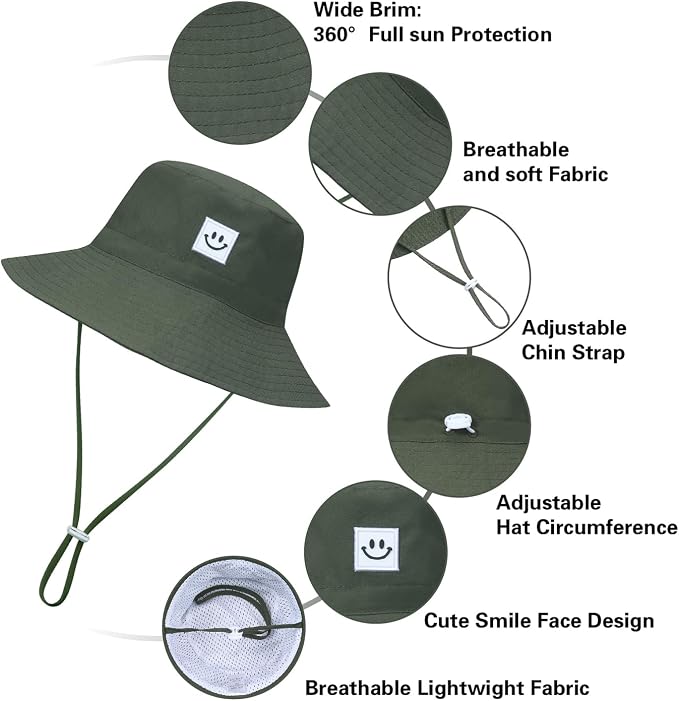 Baby Sun Hat Smile Face UPF 50+ Toddler Bucket Hat - Image 7