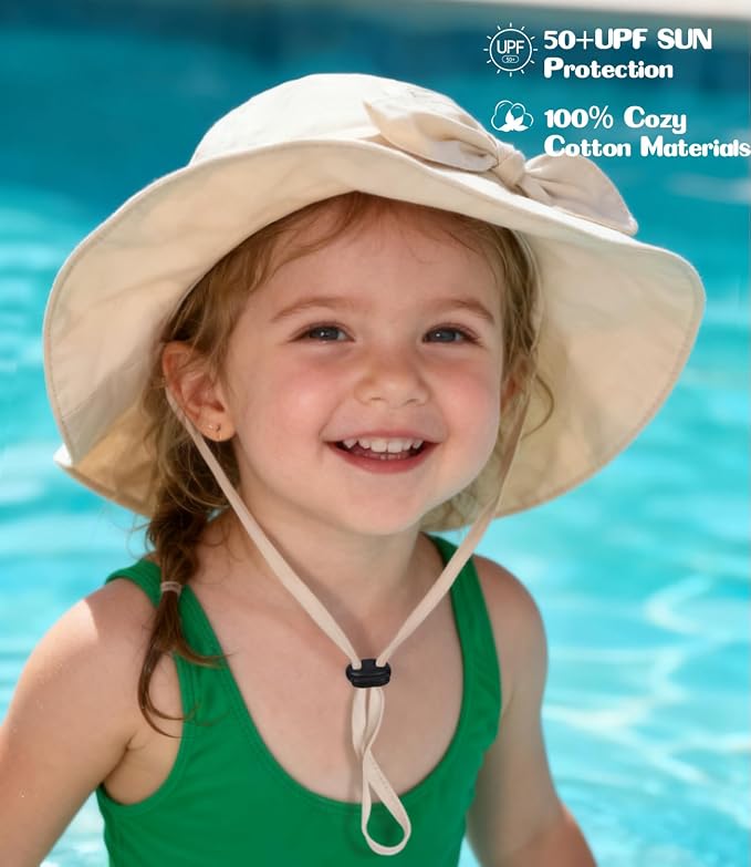 Baby Girl Sun Hat with UPF 50+ Outdoor Adjustable Beach Hat with Wide Brim - Image 4