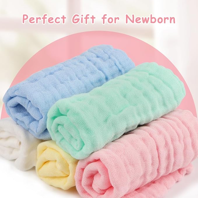 AIDEA Baby Washcloths and Burp Cloths, Absorbent Cotton Muslin Baby Towels - Image 4