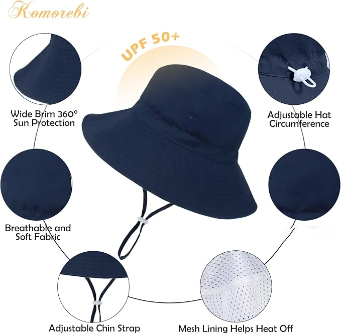 Komorebi Toddler Sun Hat UPF 50+ Kids Beach Bucket Hats Boys Girls 0-8Y | Cute - Image 6