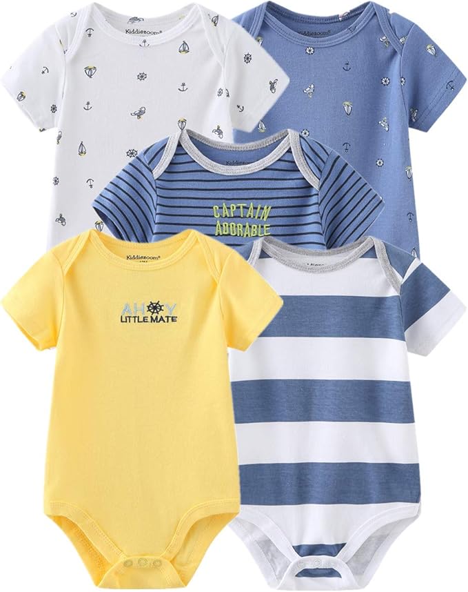 Kiddiezoom Baby Bodysuit Newborn Short Sleeve baby One-Piece Cotton 5-Pack baby - Image 6