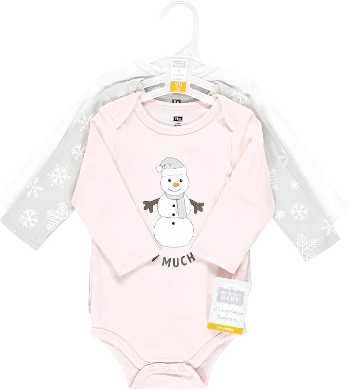 Hudson Baby Baby Girls' Cotton Long-sleeve Bodysuits 3-pack - Image 2
