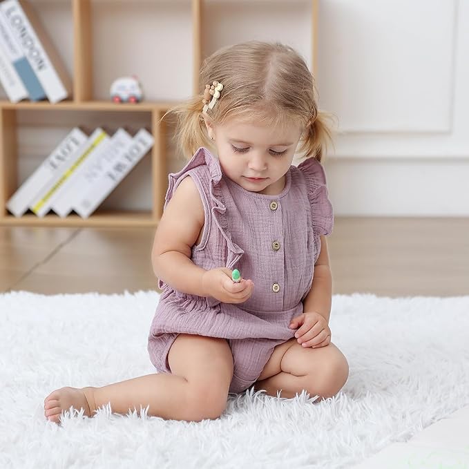 Baby Girl Bubble Romper Muslin Cotton Newborn Summer Clothes, 0-18M | Baby - Image 6
