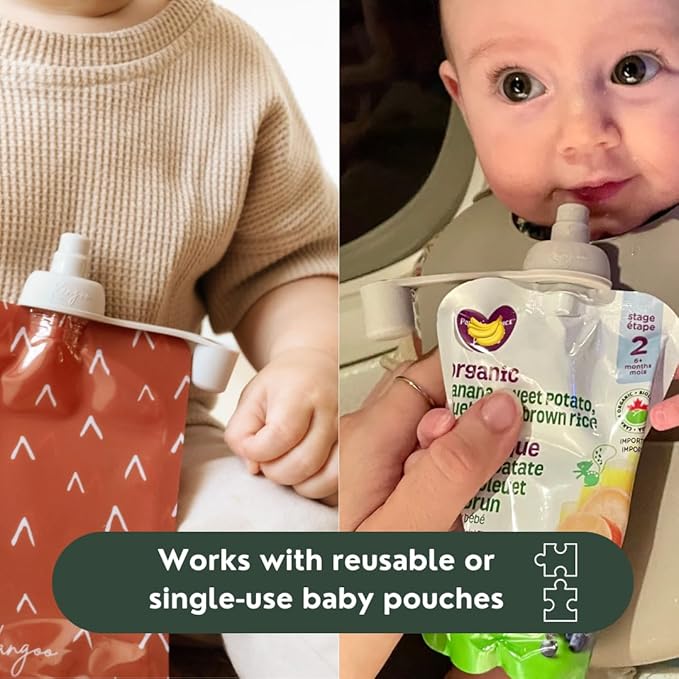 Anti-Spill Spouts Food Pouches x2 | Flow Control Valve | Prevent Spills | Protect Mouth | softsip Food Pouch Tops | Squeeze Pouch | Baby Led Weaning | Toddler Snacks | Baby Food Pouch Topper No Spill