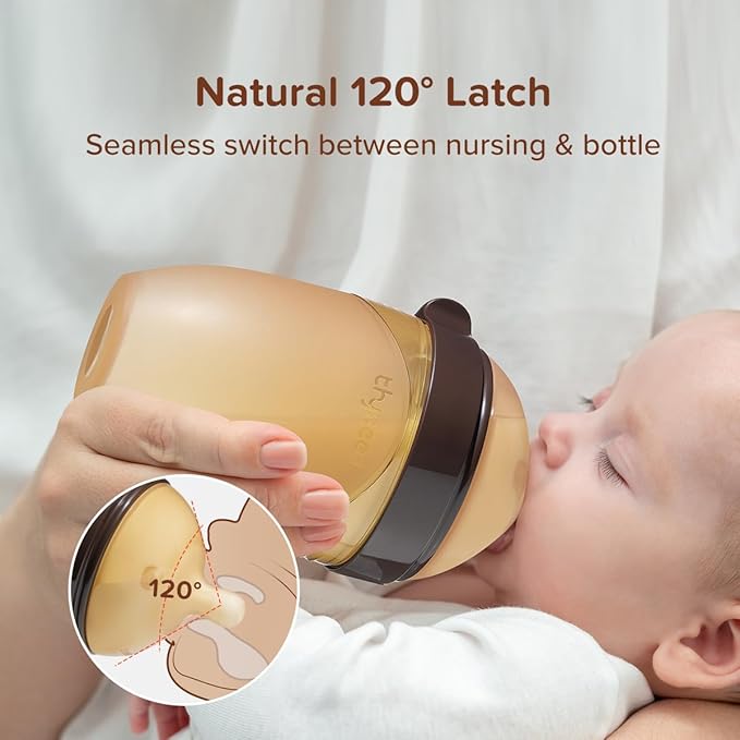 Thyseed Silicone Natural Breast-Like Bottle with Nipple(3-7 Months),8oz，1pack