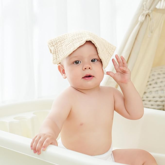 Bearmoss 12 Pack Baby Muslin Washcloths, 100% Cotton 10"x10" Face Towels - Image 6