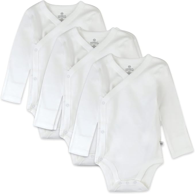 HonestBaby Baby 3-pack Long Sleeve Side-snap Kimono Bodysuits Organic Cotton by HonestBaby