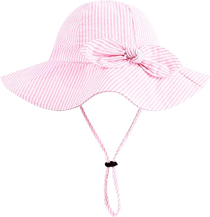 Baby Girl Sun Hat with UPF 50+ Outdoor Adjustable Beach Hat with Wide Brim by DANMY
