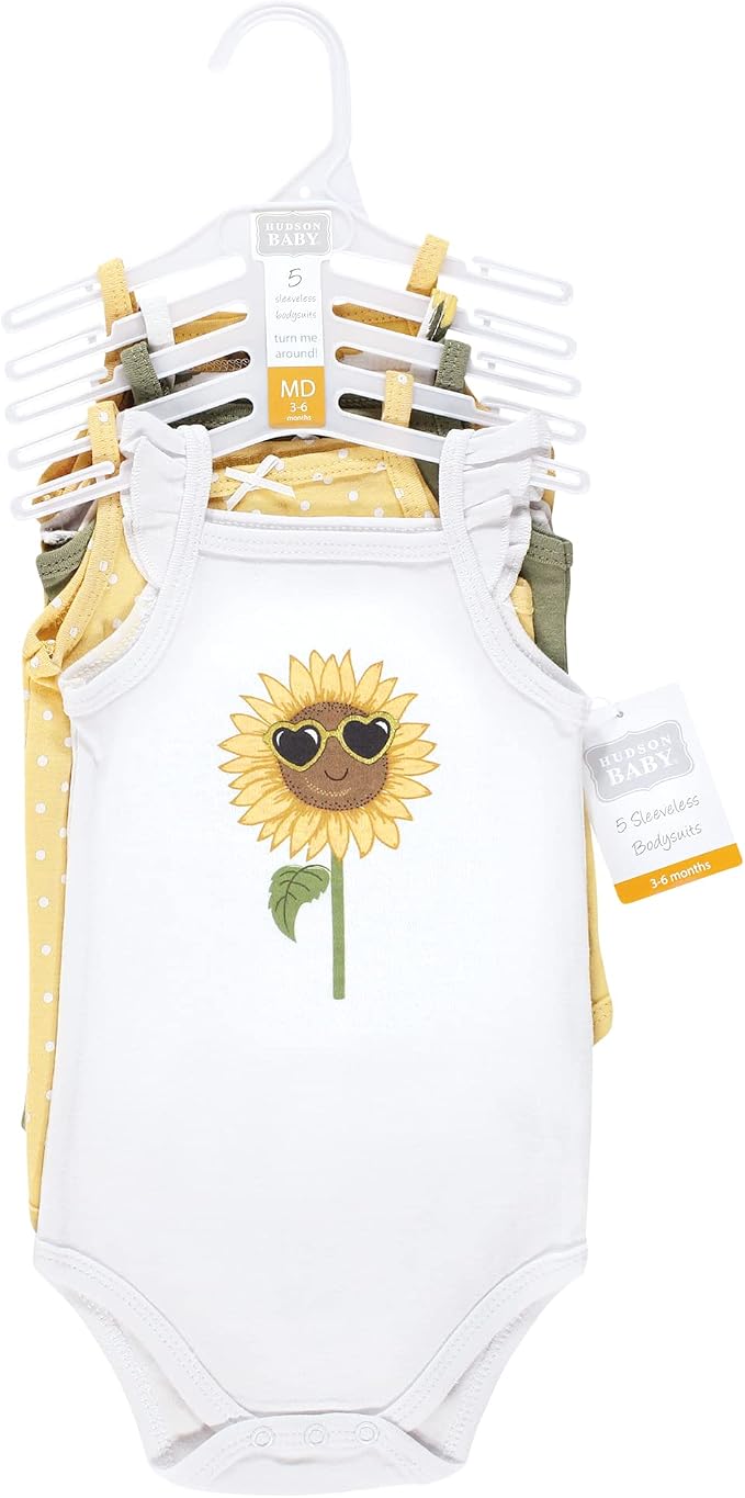 Hudson Baby Unisex Baby Cotton Sleeveless Bodysuits - Image 2