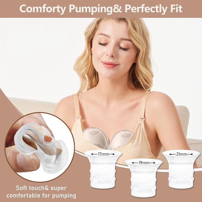 4pcs Flange Insert 17mm Compatible with eufy S1 Pro/S1/E10/E20 Wearable Breast Pump, Replace for eufy Breast Pump Sizing Insert, Fit for eufy Pump Replacement Parts