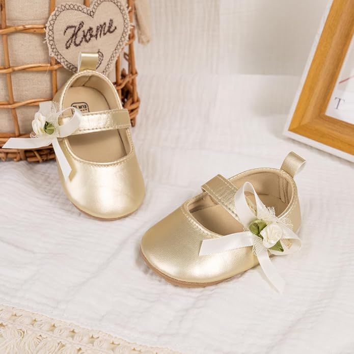 Meckior Infant Baby Girls Soft Sole Bowknot Princess Wedding Dress Mary Jane - Image 4