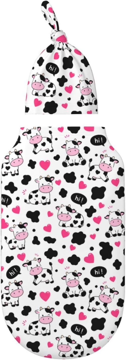 Cute Cow Swaddle Blankets Soft Receiving Blanket Baby Swaddle Wrap - Image 2