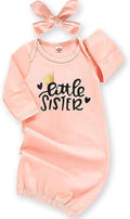 AMAWMW Newborn Baby Girl Little Sister Sleeper Gown Stripe Long Sleeve by AMAWMW