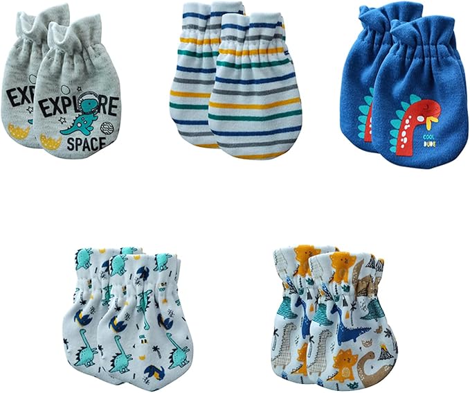 JELYLOVE 5 Pack Baby Boy Girl Anti Scratch Mittens Infant Gloves Essentials | by JELYLOVE