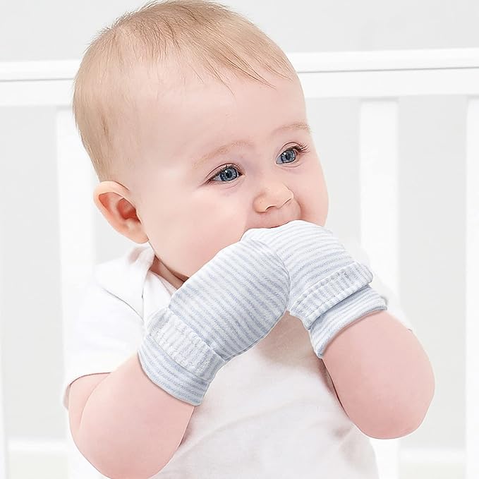 Newborn Baby No Scratch Mittens Stay On, 100% Cotton Breathable, Adjustable - Image 4