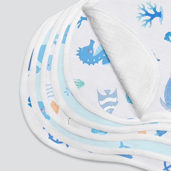 6 Pack Blue Burp Cloths Baby Boys Girls - Image 8