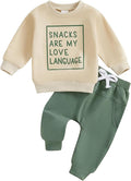 Toddler Baby Boy Fall Winter Outfit Long Sleeve Letter Print Sweatshirts and Jogger Pants Infant Boy Clothes
