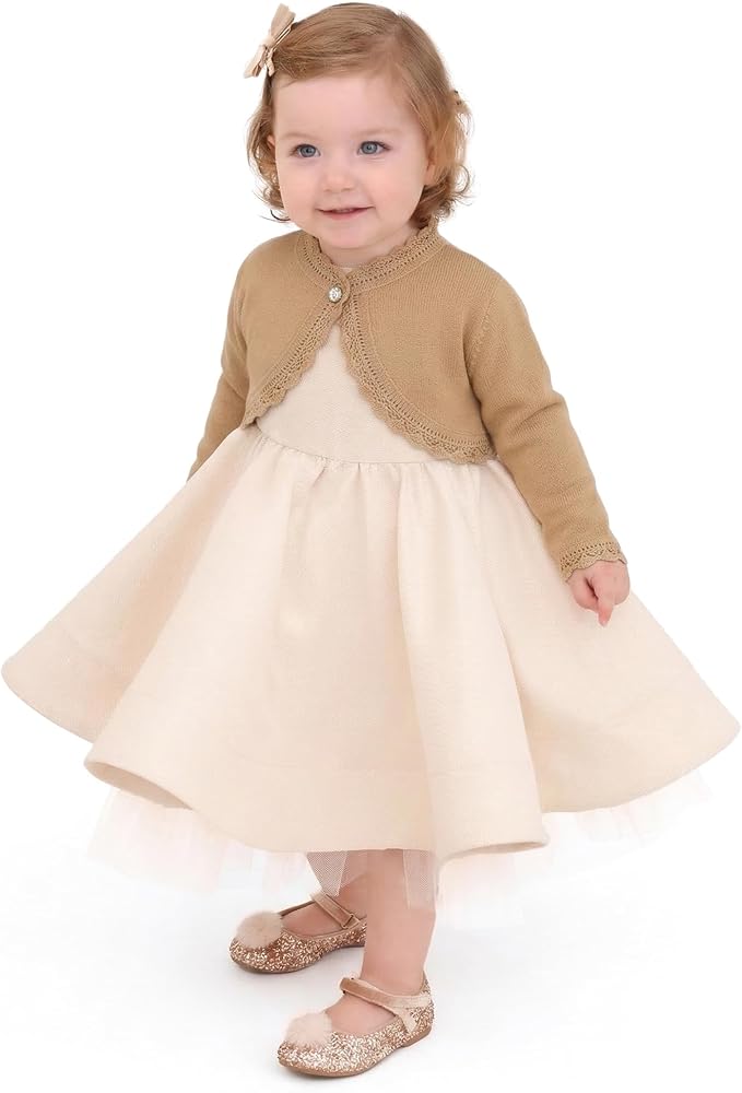 Lilax Little Girls' Knit Long Sleeve Button Closure Bolero Cardigan Shrug - Image 6