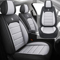 Leather Seat Cover for Ford Edge 2010-2026,Waterproof Soft Seat Covers,Interior Accessories Seat Covers Cushion Vehicle Protector Airbag Compatible(Black&Gray,2PCS Front)