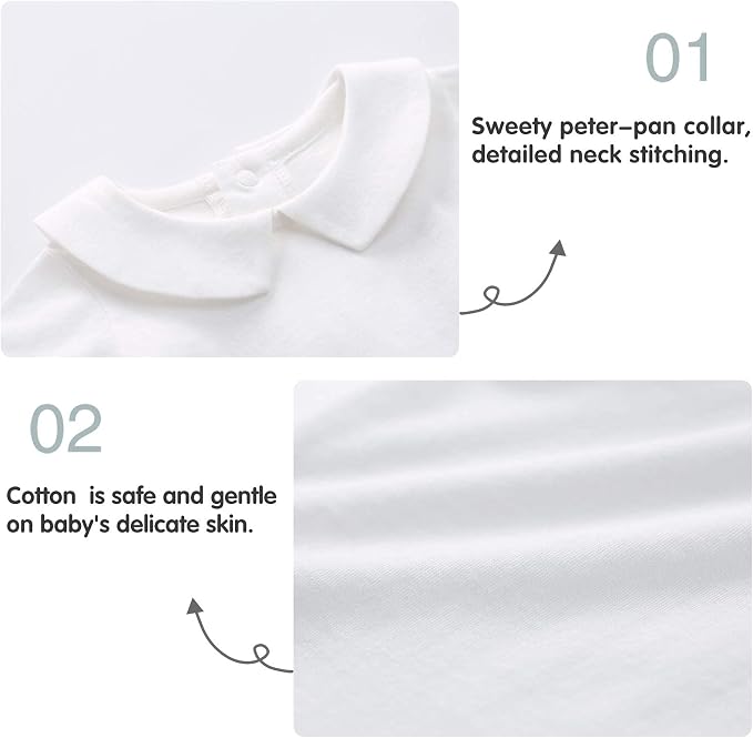 pureborn Baby Romper Bodysuits 2-Pack Unisex Soft Cotton One-Piece Outfit - Image 5