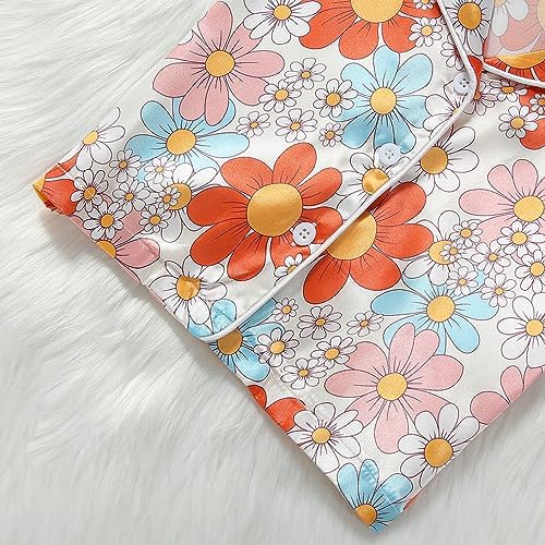 Kids Baby Girl Boy Satin Pajamas Set Button Down Sleep Shirt Top+Long Pants - Image 5