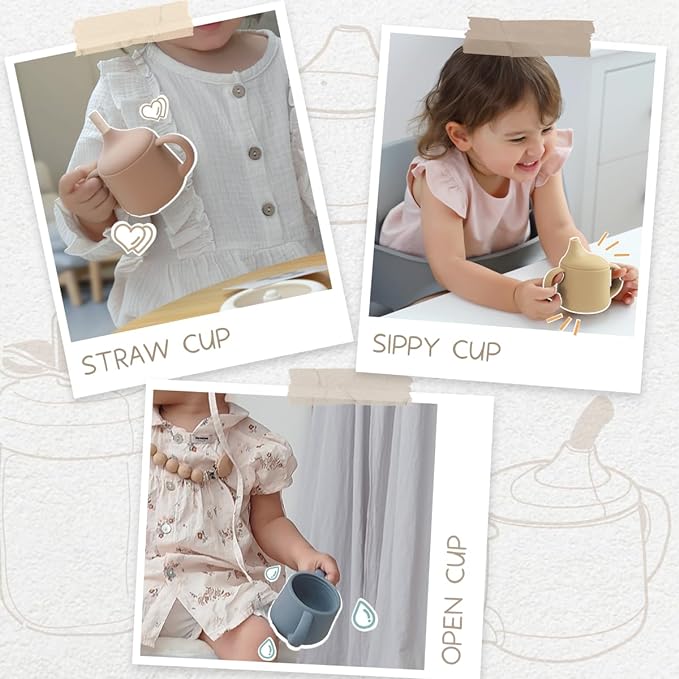 Moonkie Silicone Baby Sippy Cups | 3 Stages Training Cup Straw Cup for Infants Toddlers and Kid | 4 oz 1Pack