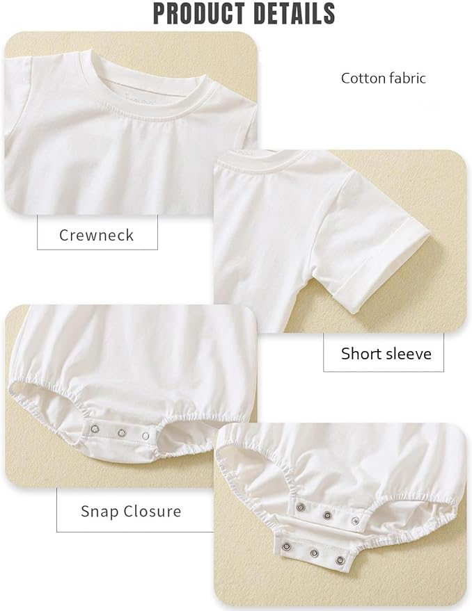 Jimonda Baby Bubble Romper Short Sleeve Bodysuit T-Shirt | 100% Cotton - Image 3