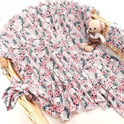 DRESHOW BQUBO Baby Girl Newborn Floral Receiving Blankets - Image 6