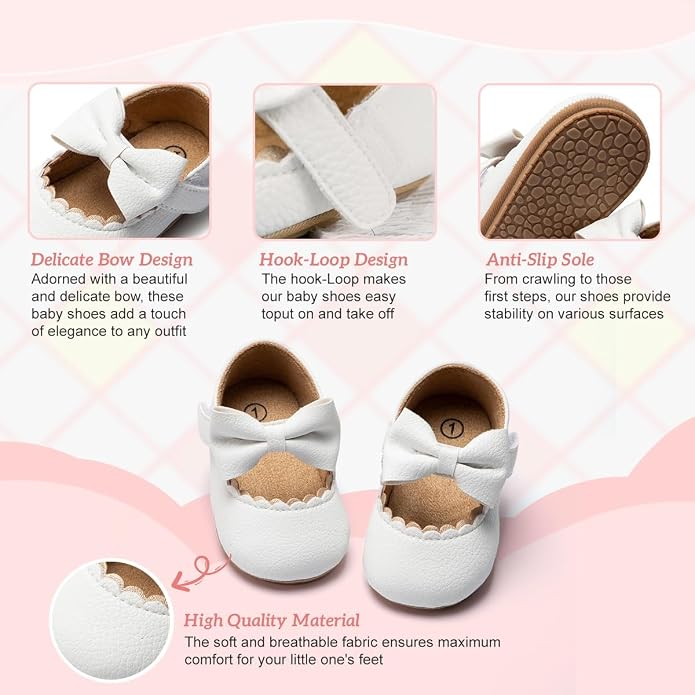 KIDSUN Infant Baby Girls Mary Jane Shoes Non-Slip Rubber Sole Ballet Slippers - Image 5