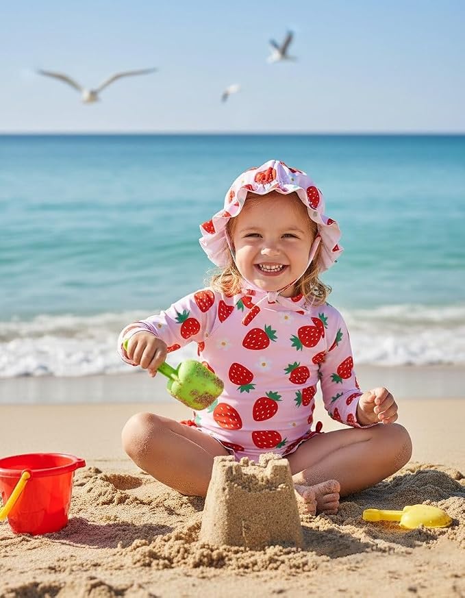 Renotemy Baby Swimsuit Girls One-Piece Swimwear Baby Beach Essentials 3M-3T - Image 2