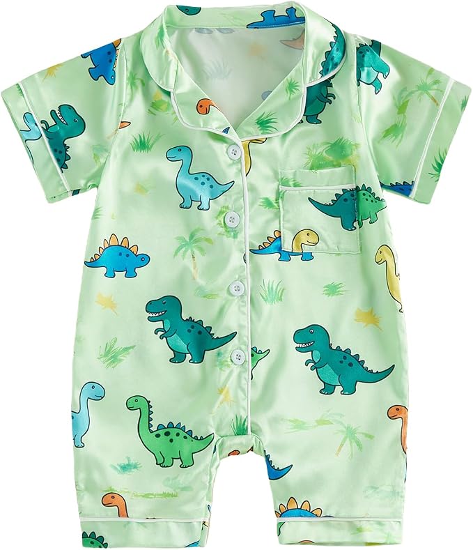 Kuriozud Baby Girl Boy Romper Pajamas Onesie Short Sleeve Button Down Pjs by Kuriozud
