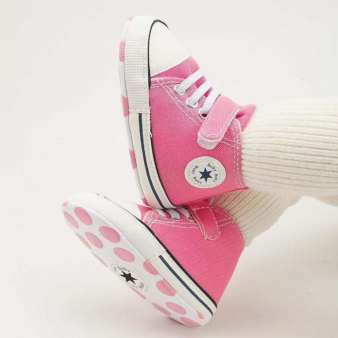 Unisex Baby Girls Boys Canvas High-top Shoes, Newborn Infant Anti-Slip Soft - Image 3