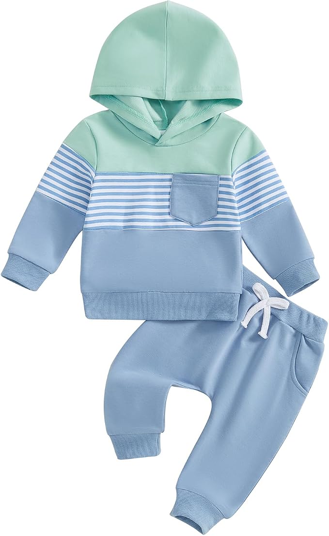 Infant Baby Boy Fall Winter Clothes Outfit Hooded Long Sweatshirt Pant Set by LIOMENGZI