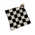 Forever French Baby | Lovey | Pacifier Holder | Lovey Baby Gifts | Boy & Girl | Ideal for Age 0 Months & Up | Microfiber Feather Yarn (Black & White Checkerboard)