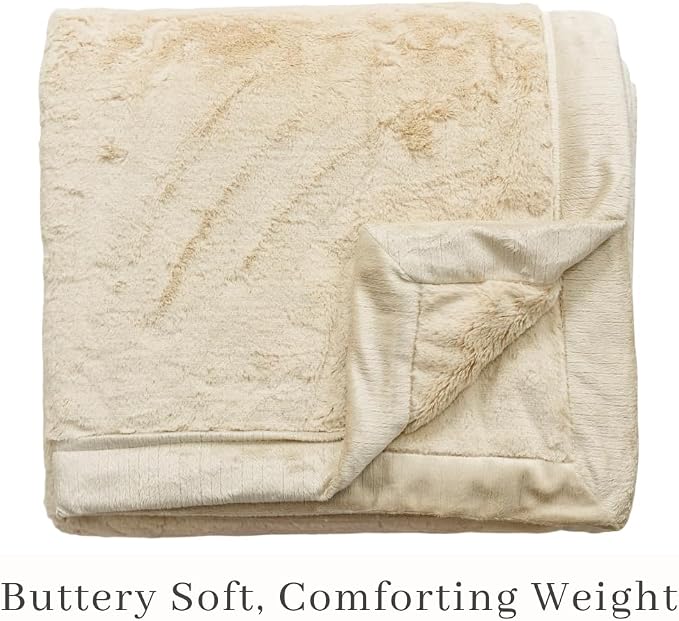 Saranoni Lush Adult Blanket Plush Cozy Soft Ivory XL 60x80 | Oversized luxury - Image 5