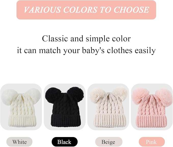 Yuoahcn Baby Girl Beanie Winter Baby Boy Hat Pom pom Warm Infant Toddler Cold - Image 5